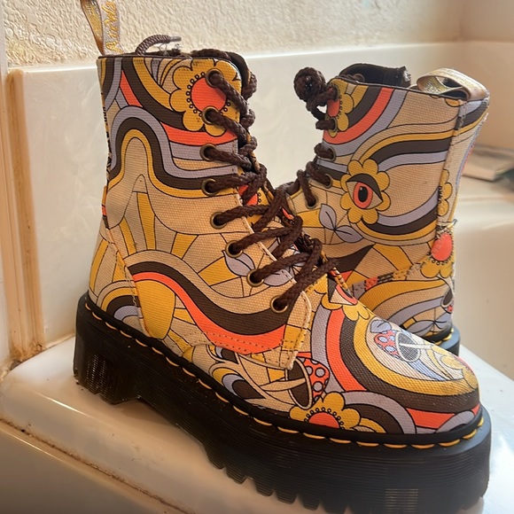 NWT Dr. Martens Psychadelic Eye Mushroom Trippy Vegan Platform Jadon Boots - Picture 5 of 5